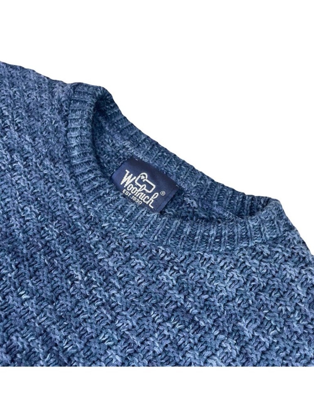 Woolrich Men’s Chunky-Knit Crewneck Pullover Sweater Blue • XL